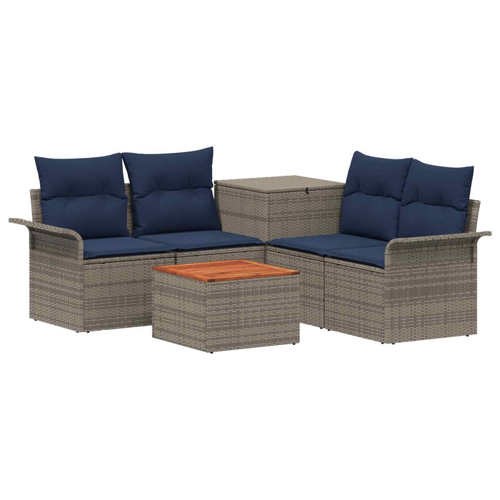 Set de canapea 6 pcs 4-Număr de locuri Gri și albastru marin WALTI