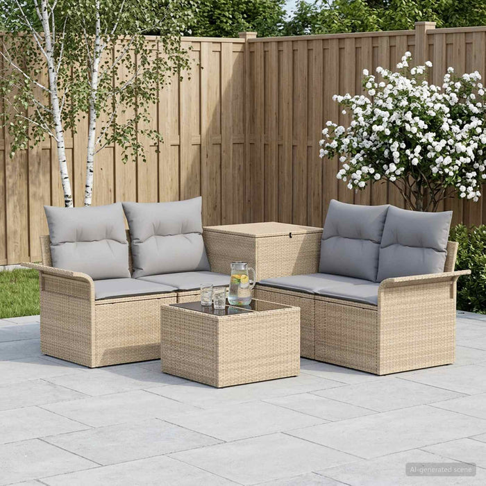 Set de canapea 6 pcs 4-Număr de locuri Beige și gri deschis WALTI