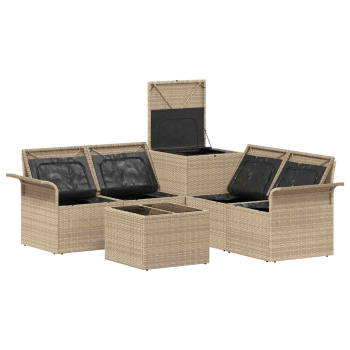 Set de canapea 6 pcs 4-Număr de locuri Beige și gri deschis WALTI