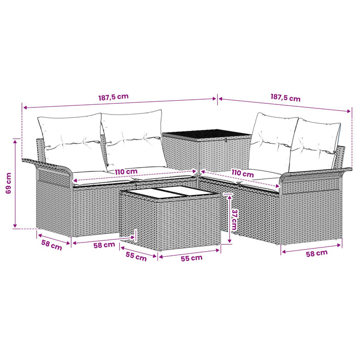 Set de canapea 6 pcs 4-Număr de locuri WALTI