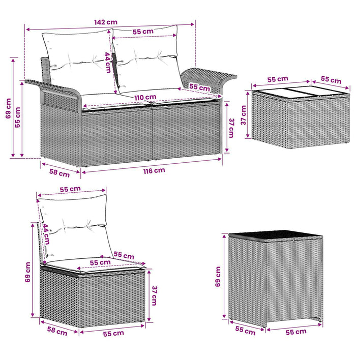 Set de canapea 6 pcs 4-Număr de locuri WALTI