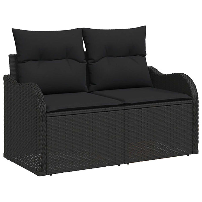 Set de canapea 6 buc. Negru Ratan poli și Oțel WALTI