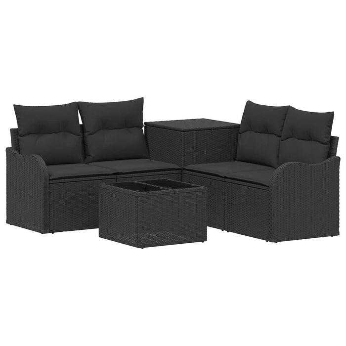 Set de canapea 6 buc. Negru Ratan poli și Oțel WALTI