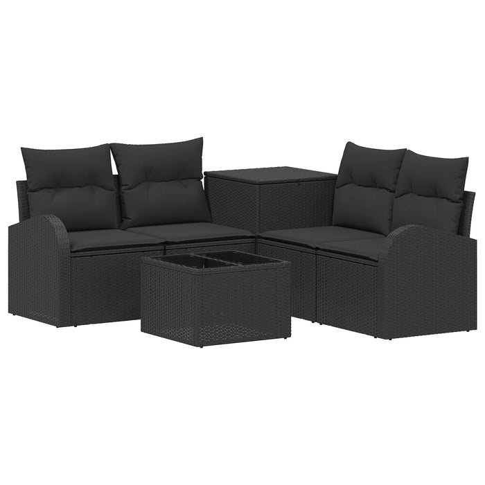 Set de canapea 6 buc. Negru Ratan poli și Oțel WALTI