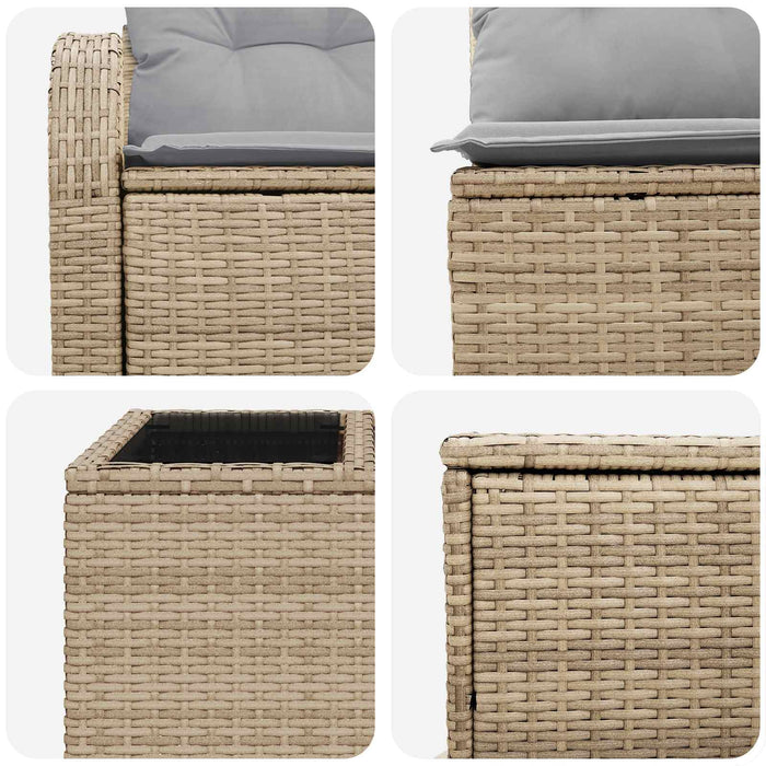 Set de canapea 6 buc. Beige și gri deschis Ratan poli și Oțel WALTI