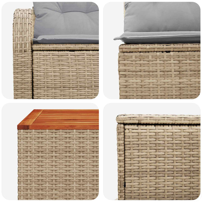Set de canapea 6 buc. Beige și gri deschis Ratan poli și Oțel WALTI