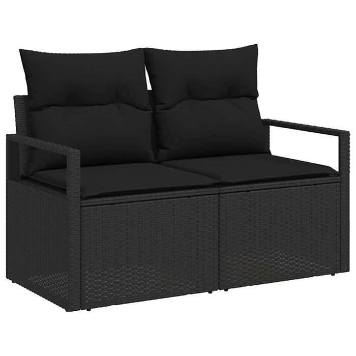 Set de canapea 6 buc. Negru Ratan poli și Oțel WALTI
