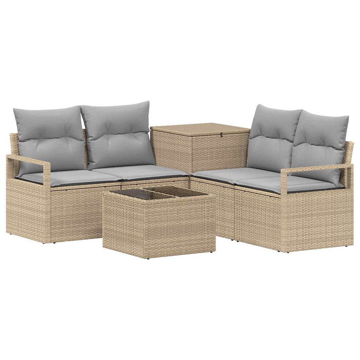 Set de canapea 6 buc. Beige și gri deschis Ratan poli și Oțel WALTI