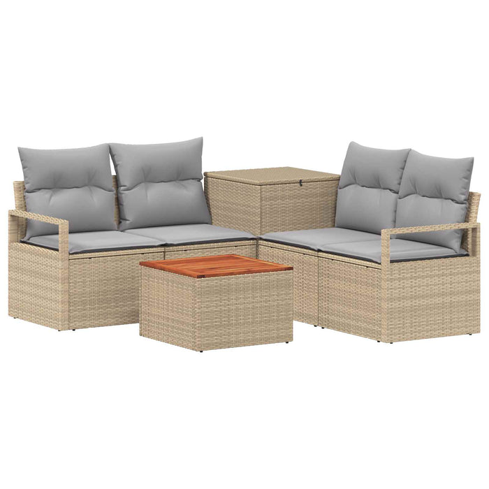 Set de canapea 6 buc. Beige și gri deschis Ratan poli și Oțel WALTI