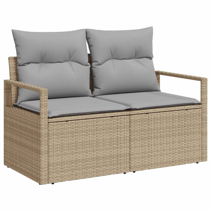 Set de canapea 6 buc. Beige și gri deschis Ratan poli și Oțel WALTI