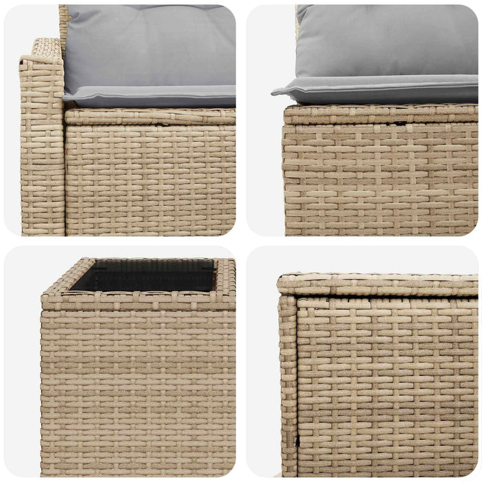 Set de canapea 6 buc. Beige și gri deschis Ratan poli și Oțel WALTI