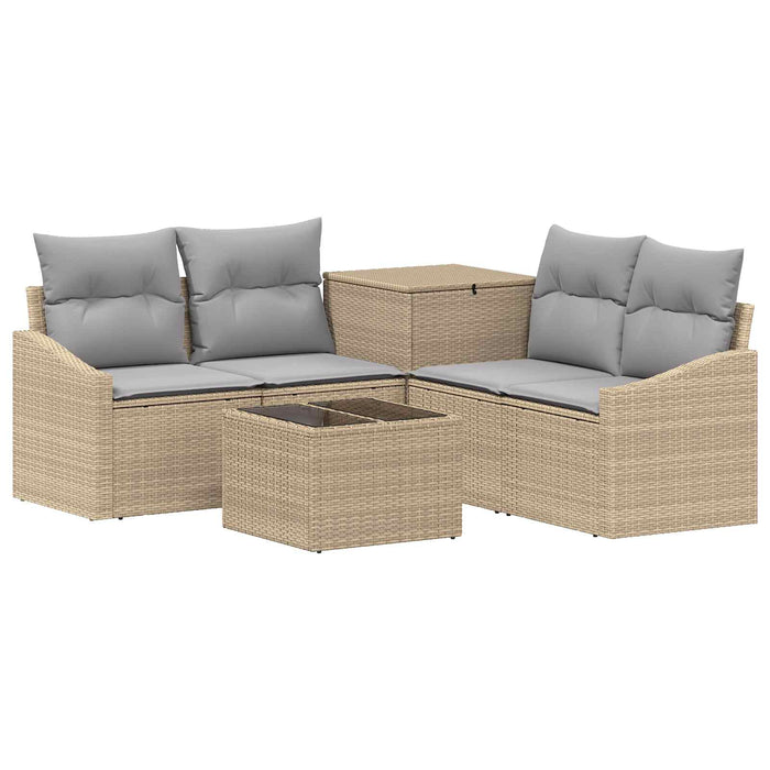 Set de canapea 6 buc. Beige și gri deschis Ratan poli și Oțel WALTI