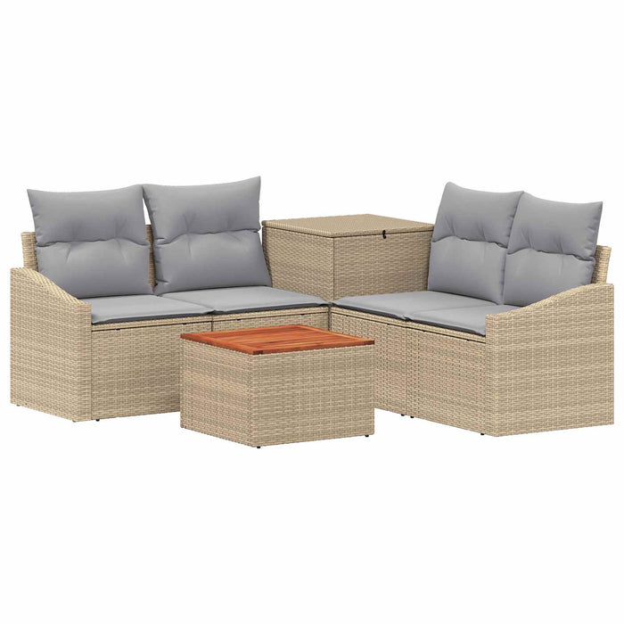 Set de canapea 6 buc. Beige și gri deschis Ratan poli și Oțel WALTI