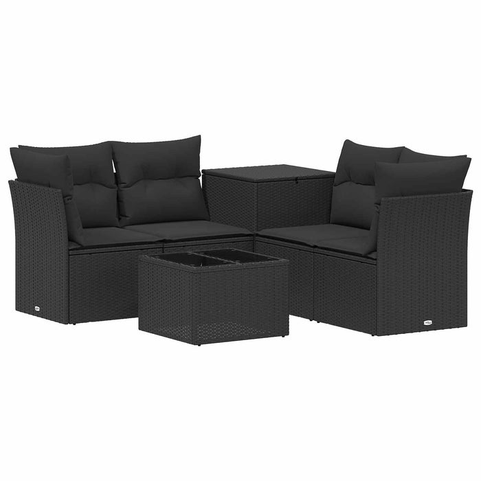 Set de canapea 6 buc. Negru Ratan poli și Oțel WALTI