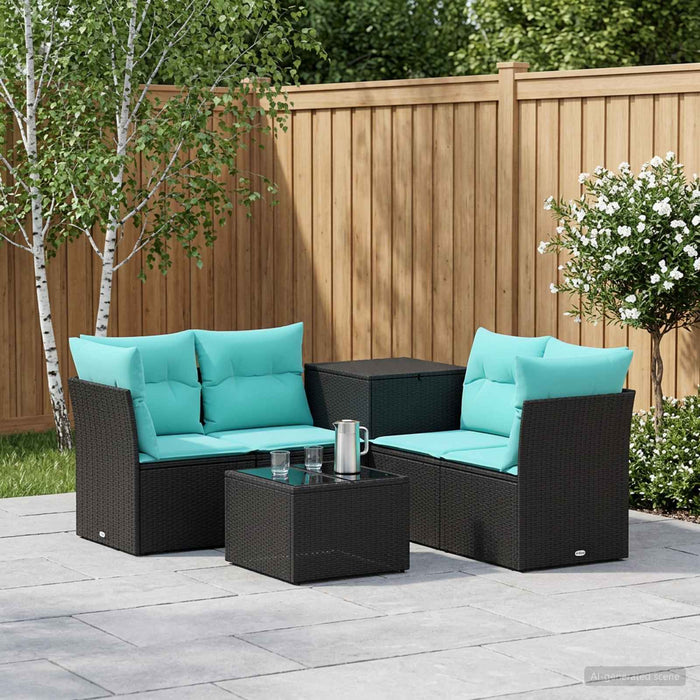Set de canapea 6 buc. Negru și Albastru 55 x 55 x 37 cm WALTI