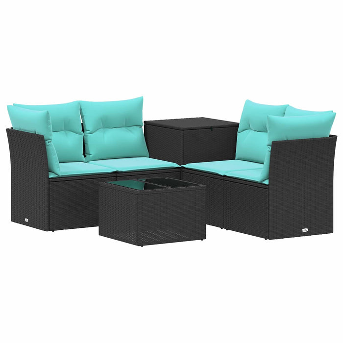 Set de canapea 6 buc. Negru și Albastru 55 x 55 x 37 cm WALTI