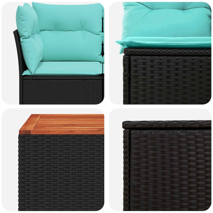 Set de canapea 6 buc. Negru și Albastru 55 x 55 x 37 cm WALTI