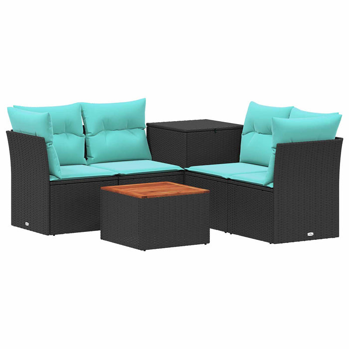 Set de canapea 6 buc. Negru și Albastru 55 x 55 x 37 cm WALTI