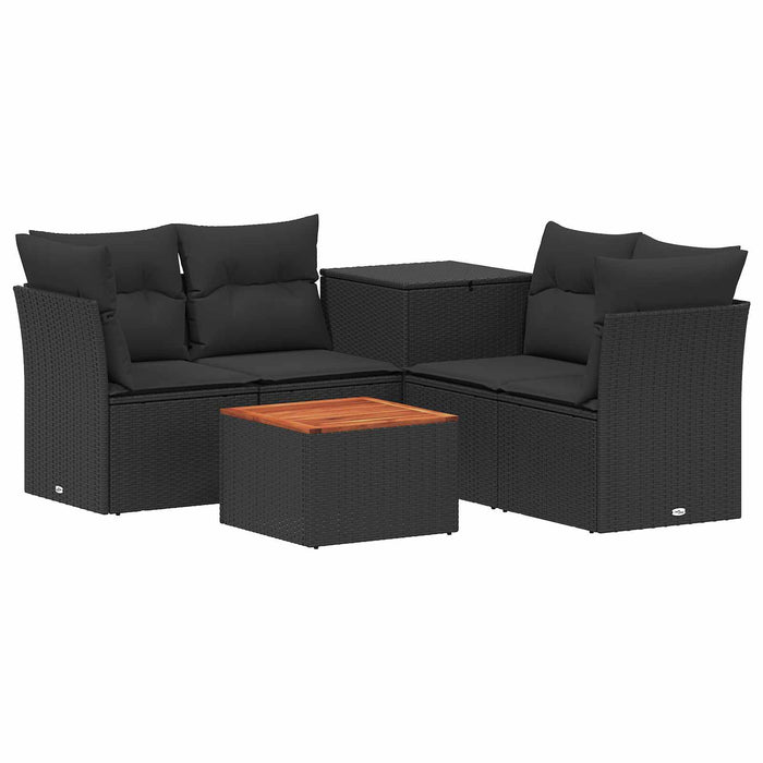 Set de canapea 6 buc. Negru Ratan poli și Oțel WALTI