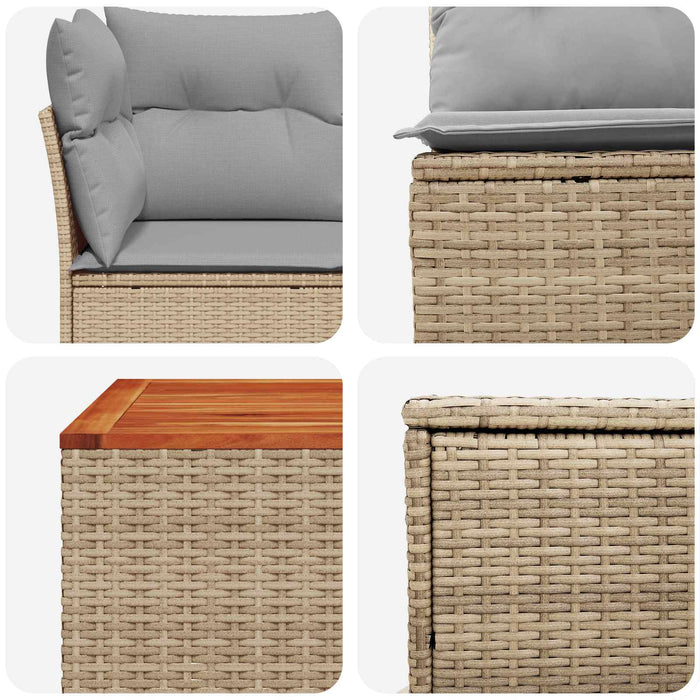 Set de canapea 6 buc. Beige și gri deschis Ratan poli și Oțel WALTI