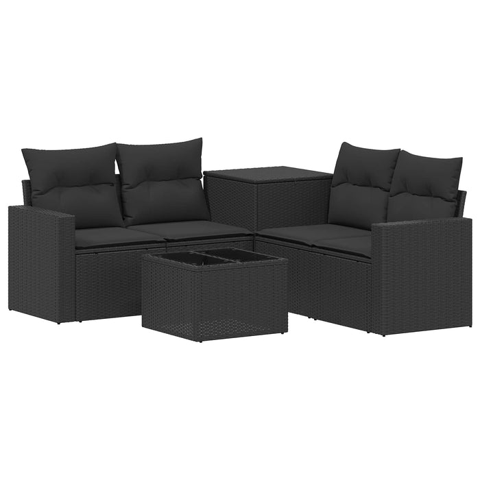Set de canapea 6 buc. Negru Ratan poli și Oțel WALTI
