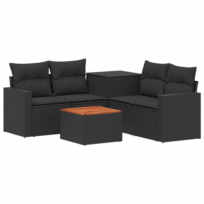 Set de canapea 6 buc. Negru Ratan poli și Oțel WALTI