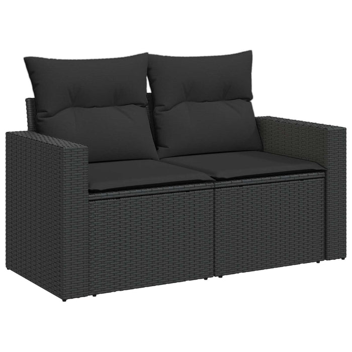 Set de canapea 6 buc. Negru Ratan poli și Oțel WALTI