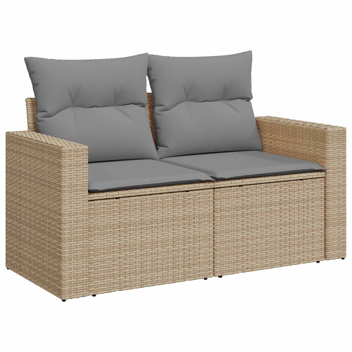 Set de canapea 6 buc. Beige și gri deschis Ratan poli și Oțel WALTI