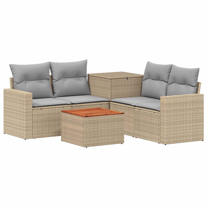 Set de canapea 6 buc. Beige și gri deschis Ratan poli și Oțel WALTI
