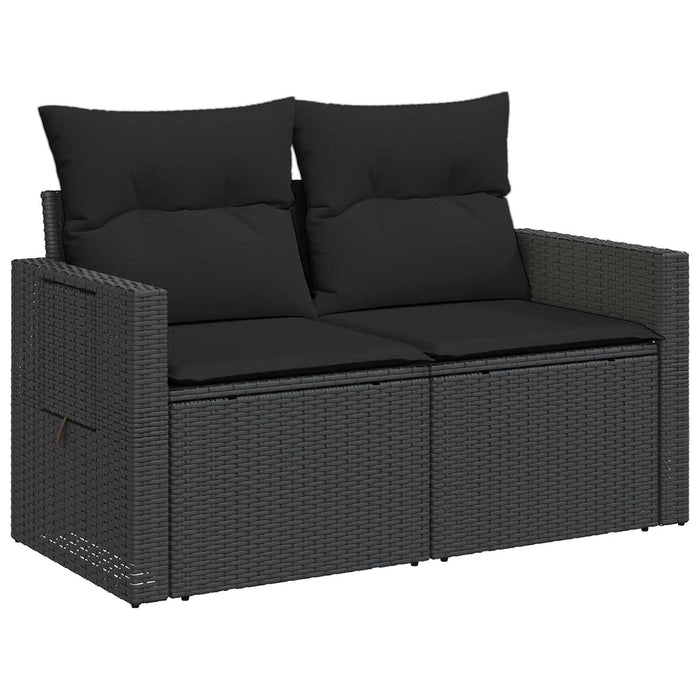 Set de canapea 6 buc. Negru Ratan poli și Oțel WALTI