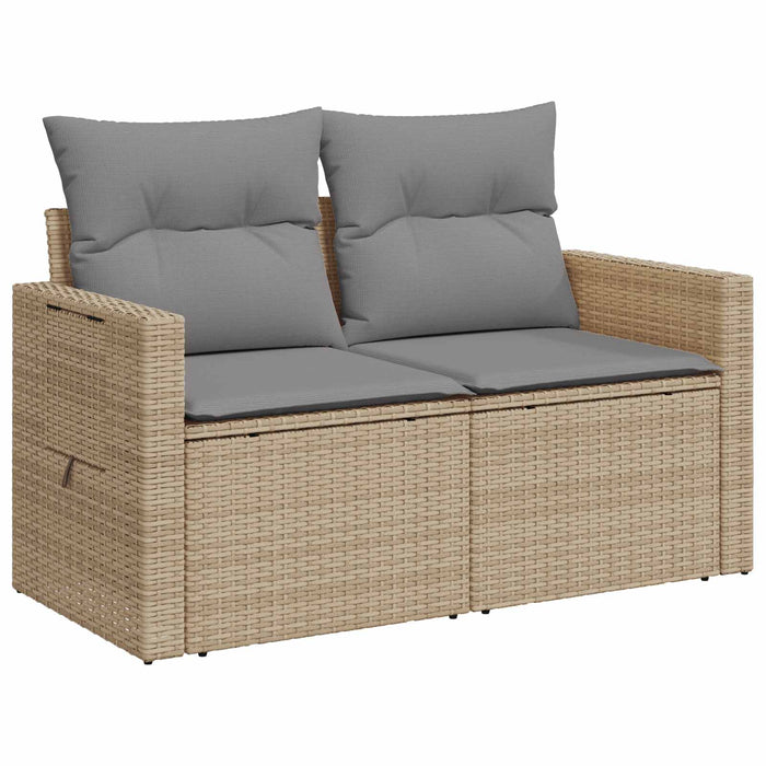 Set de canapea 6 buc. Beige și gri deschis Ratan poli și Oțel WALTI
