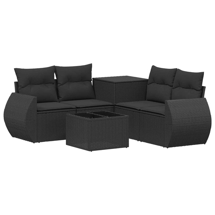 Set de canapea 6 buc. Negru Ratan poli și Oțel WALTI