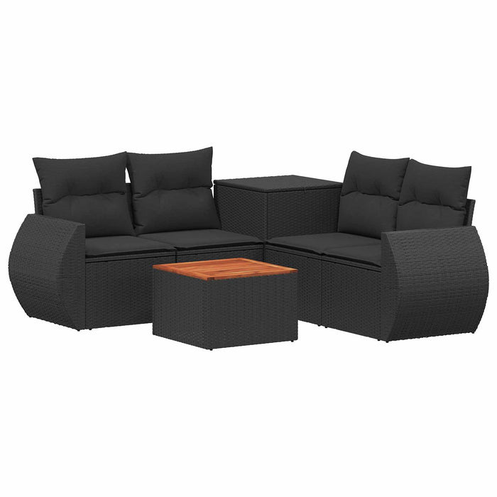 Set de canapea 6 buc. Negru Ratan poli și Oțel WALTI