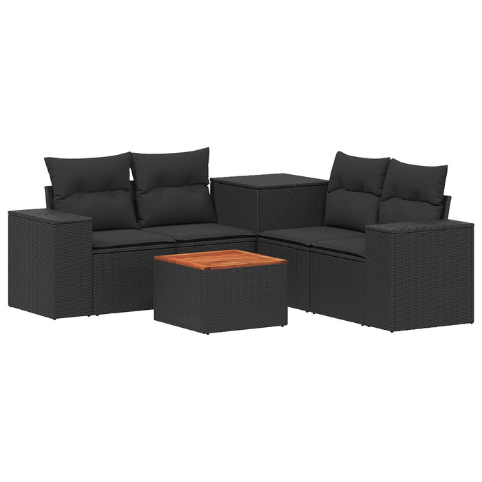 Set de canapea 6 buc. Negru Ratan poli și Oțel WALTI