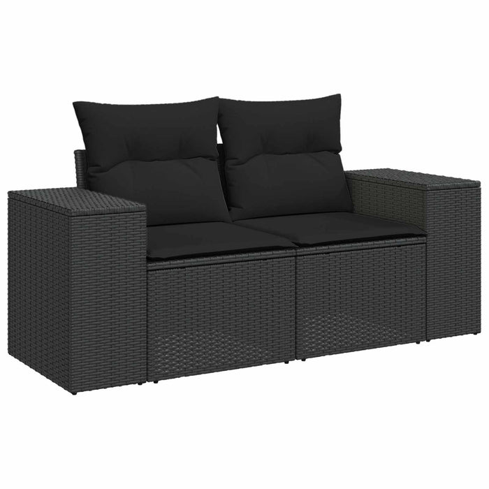 Set de canapea 6 buc. Negru Ratan poli și Oțel WALTI