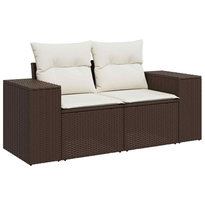 Set de canapea 6 buc. Maro și Alb Crema Ratan poli și Oțel WALTI
