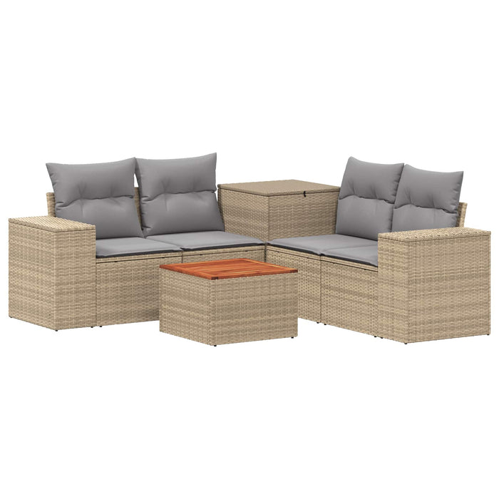 Set de canapea 6 buc. Beige și gri deschis Ratan poli și Oțel WALTI