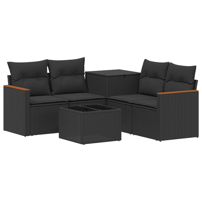Set de canapea 6 buc. Negru Ratan poli și Oțel WALTI