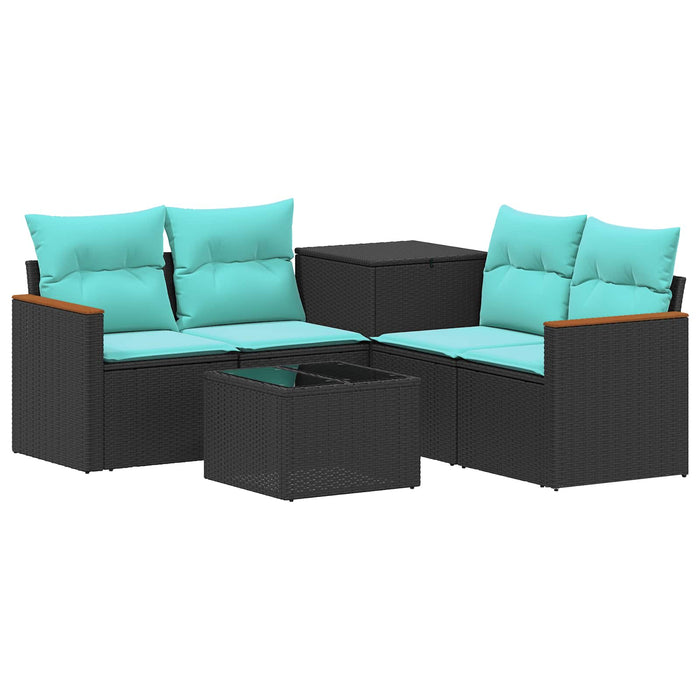 Set de canapea 6 buc. Negru și Albastru 55 x 55 x 37 cm WALTI