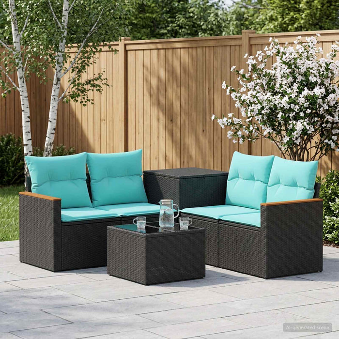 Set de canapea 6 buc. Negru și Albastru 55 x 55 x 37 cm WALTI
