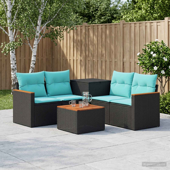 Set de canapea 6 buc. Negru și Albastru 55 x 55 x 37 cm WALTI