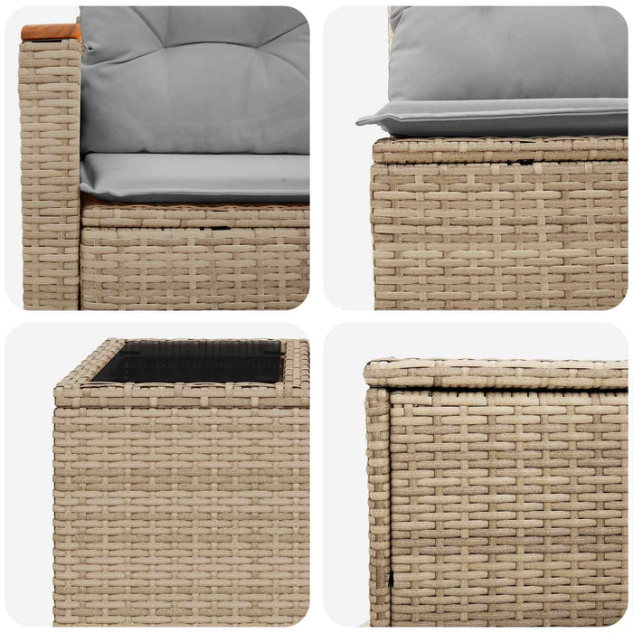 Set de canapea 6 buc. Beige și gri deschis Ratan poli și Oțel WALTI