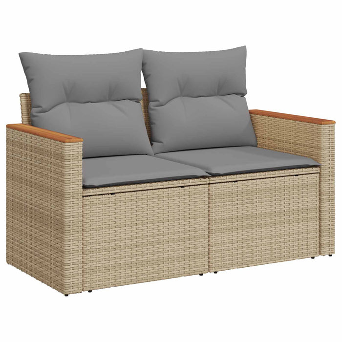 Set de canapea 6 buc. Beige și gri deschis Ratan poli și Oțel WALTI