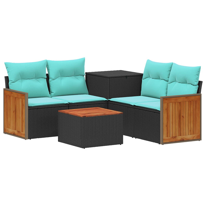 Set de canapea 6 buc. Negru și Albastru 55 x 55 x 37 cm WALTI