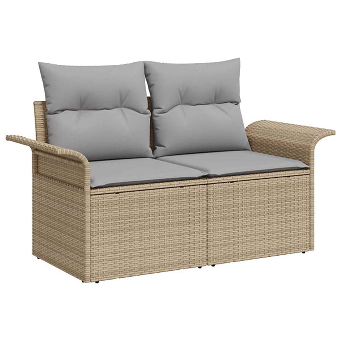 Set de canapea 5 buc. Beige și gri deschis Ratan poli și Oțel WALTI