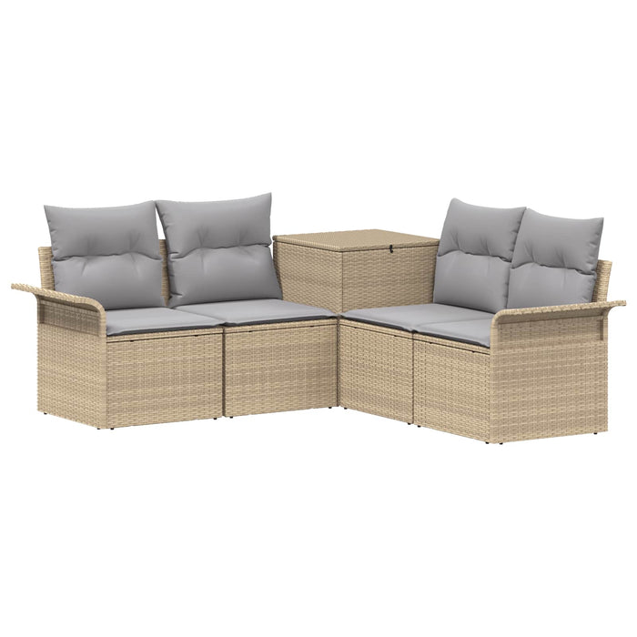 Set de canapea 5 buc. Beige și gri deschis Ratan poli și Oțel WALTI