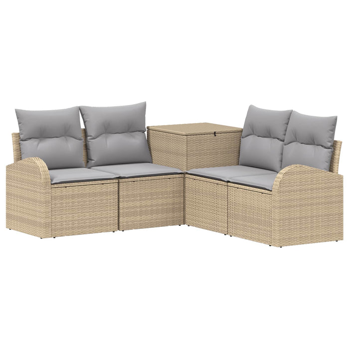 Set de canapea 5 buc. Beige și gri deschis Ratan poli și Oțel WALTI