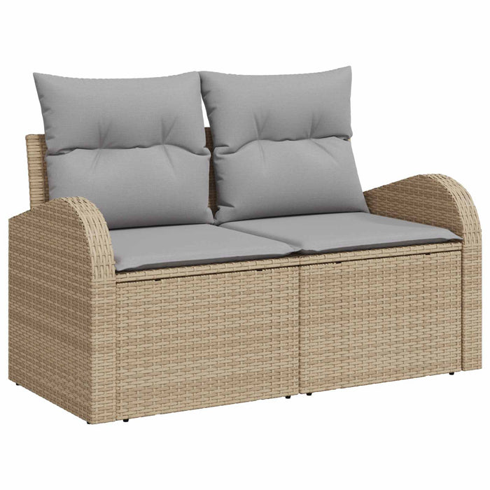 Set de canapea 5 buc. Beige și gri deschis Ratan poli și Oțel WALTI