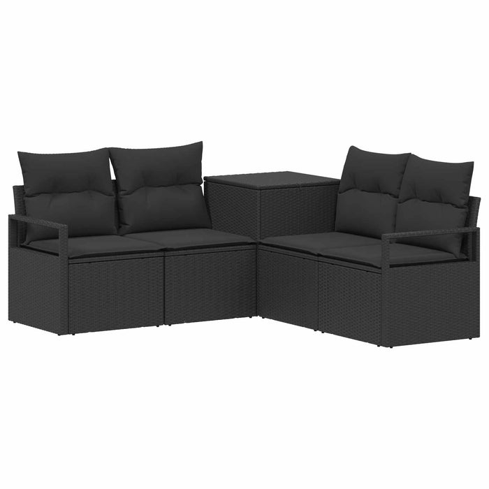 Set de canapea 5 buc. Negru Ratan poli și Oțel WALTI