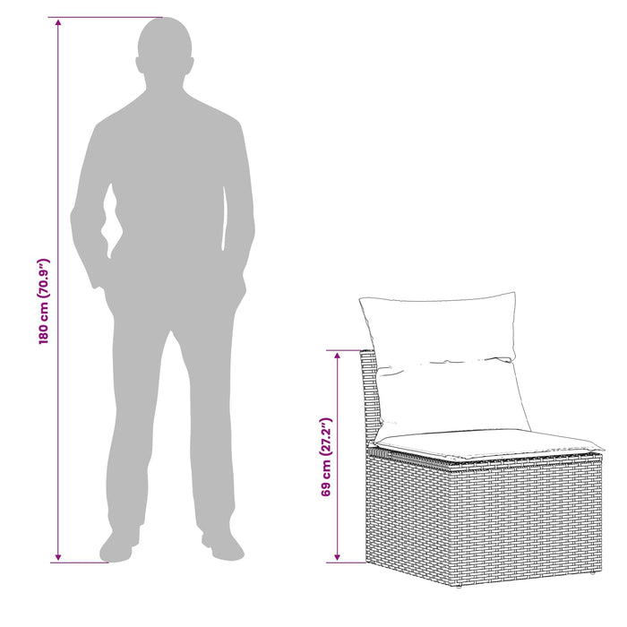 Set de canapea 5 buc. Gri și gri închis Ratan poli și Oțel WALTI